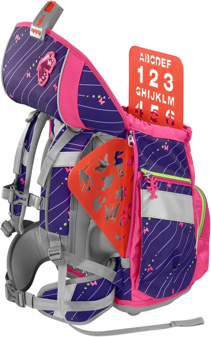 Step by Step Schulranzen-Set 2IN1 Plus Reflect „Shiny Butterfly“ 6-teilig, lila-pink, Schmetterling-