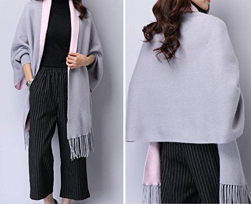 MyBeautyworld24 Frauen Kaschmir Poncho Strickjacke Strickpullover Mantel Winter Pullover Oversize Sc