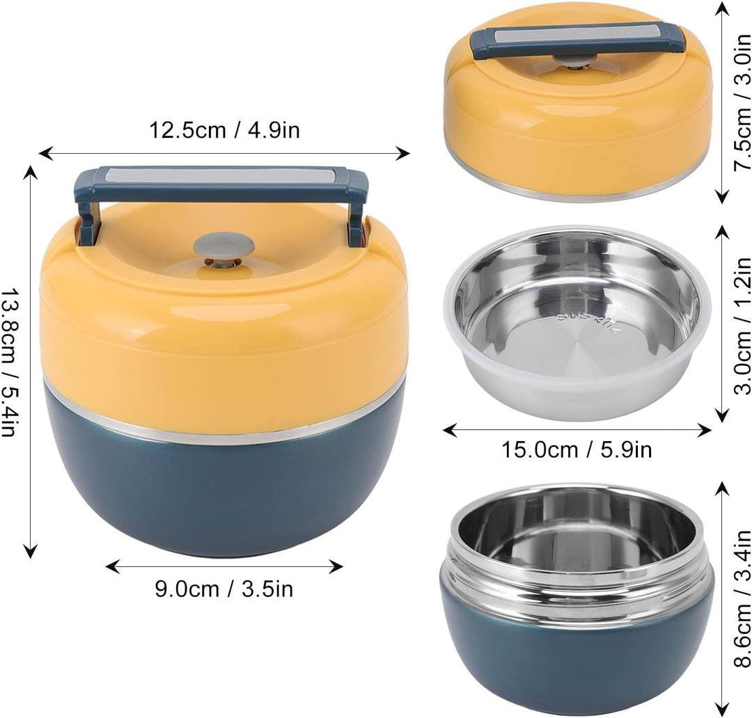 0.8l Bento Box Edelstahl Für Erwachsene Kinder,Thermo Lunchbox, Thermodose Warmhalten Essen, 2-lagig
