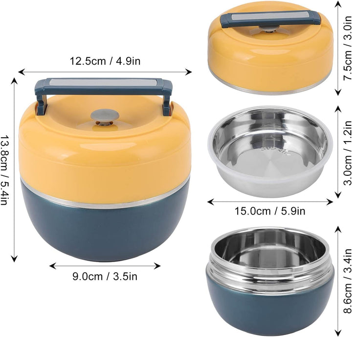 0.8l Bento Box Edelstahl Für Erwachsene Kinder,Thermo Lunchbox, Thermodose Warmhalten Essen, 2-lagig