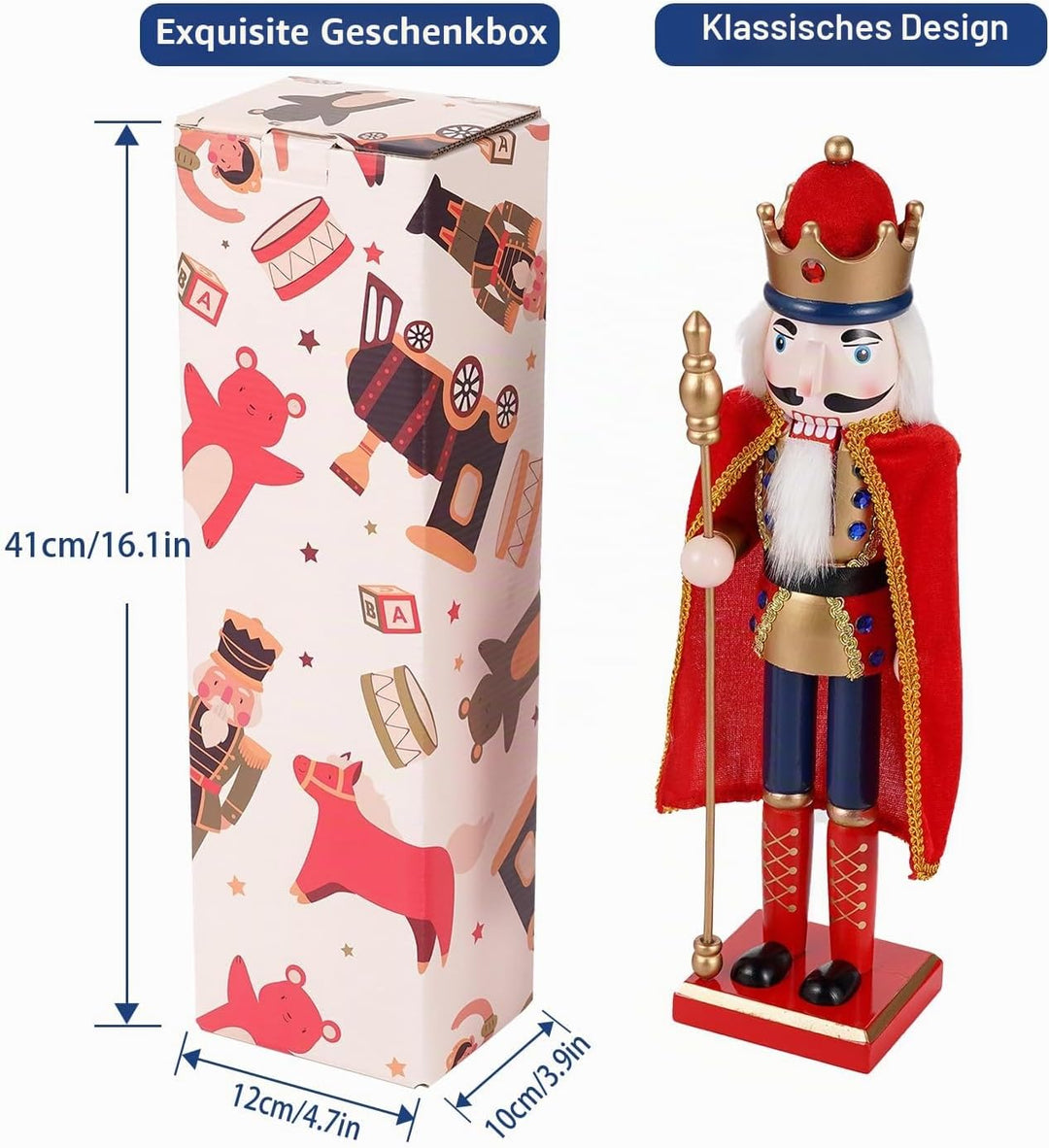 COMBIUBIU 38 cm Nussknacker Figuren Holz Nussknacker Soldaten,Traditionelle Weihnachten Nussknacker