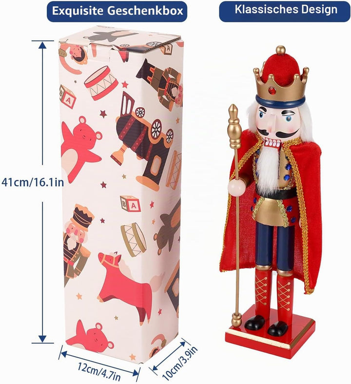COMBIUBIU 38 cm Nussknacker Figuren Holz Nussknacker Soldaten,Traditionelle Weihnachten Nussknacker