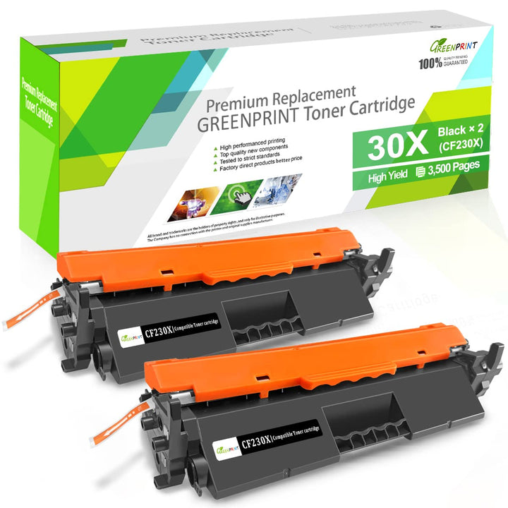 GREENPRINT Kompatible Tonerkartuschen 2 Schwarz 30X CF230X (30A CF230A) Hohe Ergiebigkeit 3500 Seite