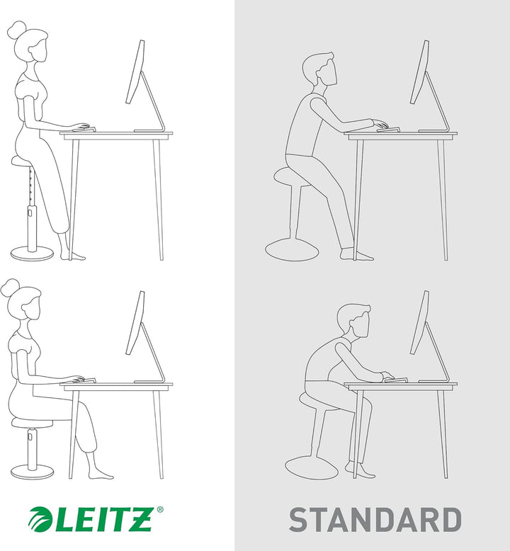 Leitz Active Sitz-Steh-Hocker, Ergonomischer höhenverstellbarer Wipphocker für 46 cm bis 79 cm Höhe,