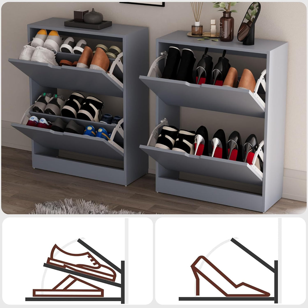 Vida Designs Schuhschrank, Grau, 80H x 60W x 24D, Grau