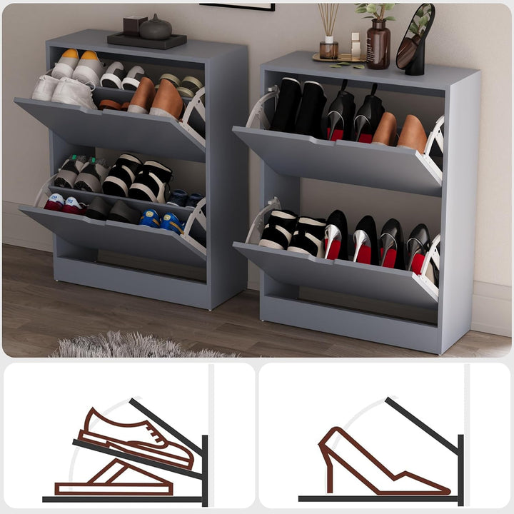 Vida Designs Schuhschrank, Grau, 80H x 60W x 24D, Grau