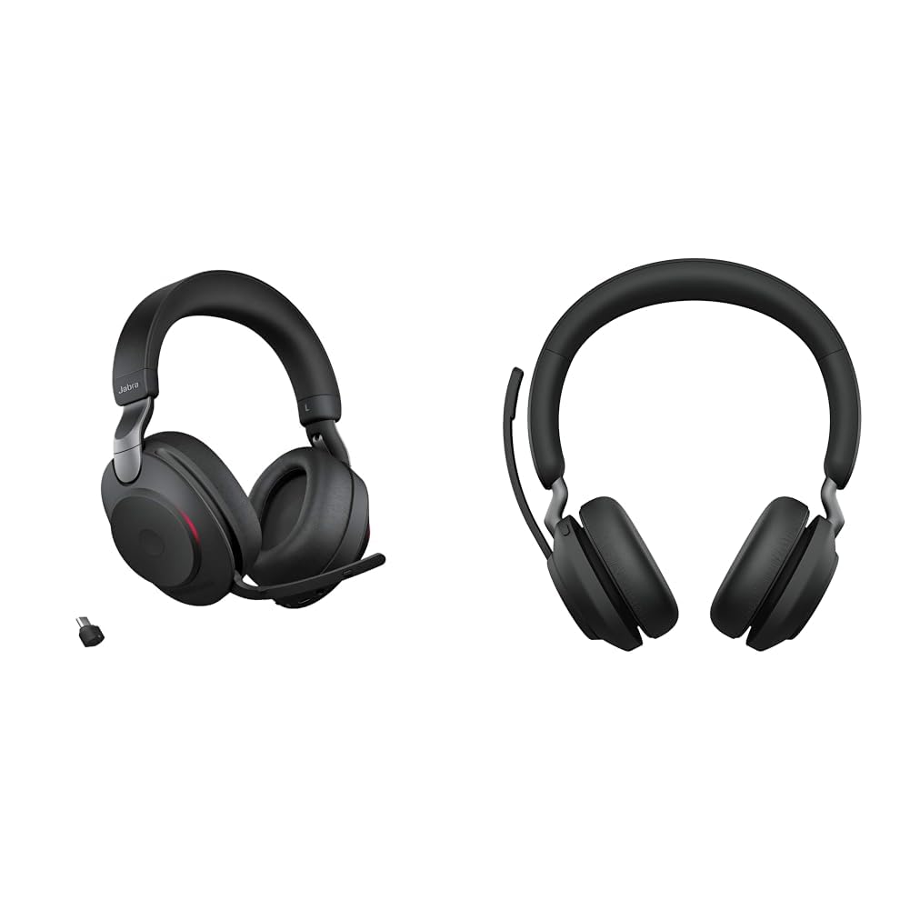 Jabra Evolve2 85 Wireless PC Headset with Charging Stand & Evolve2 65 Wireless Headset – Noise Cance
