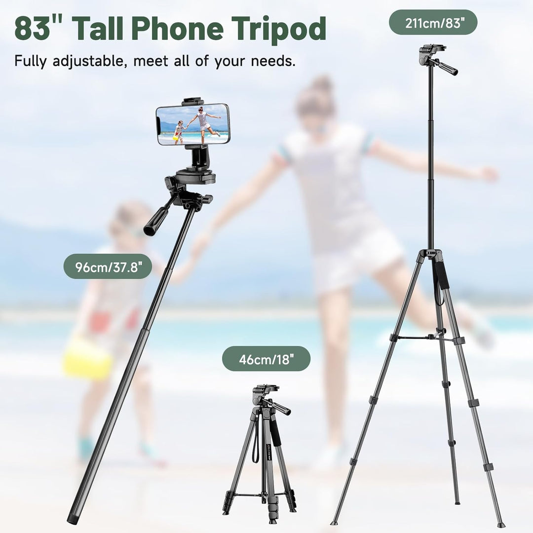 JOILCAN Kamera Stativ, 210.8cm leichtes Handy Stativ für Smartphone & Selfie Stick mit 360°Kugelkopf