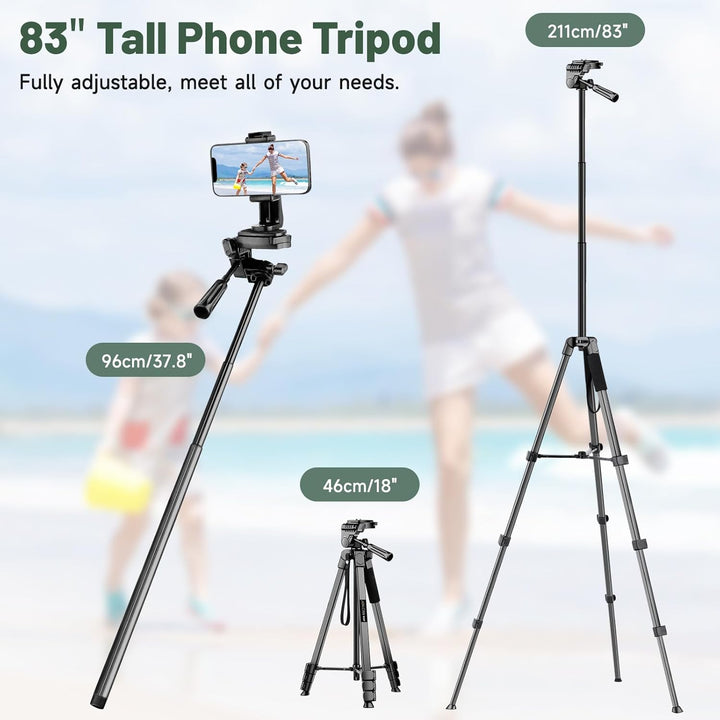 JOILCAN Kamera Stativ, 210.8cm leichtes Handy Stativ für Smartphone & Selfie Stick mit 360°Kugelkopf