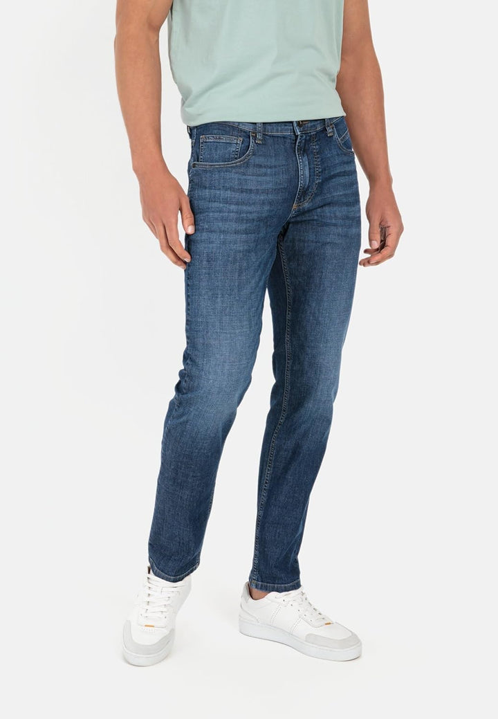 camel active Herren Regular Fit 5-Pocket Canvas Hose 34W / 30L Blau, 34W / 30L Blau