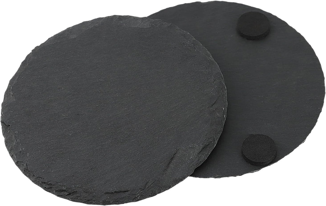 20er Set Schiefer Untersetzer Rund, 4 Zoll Schiefer Getränkeuntersetzer, Schwarze Stein Untersetzer,
