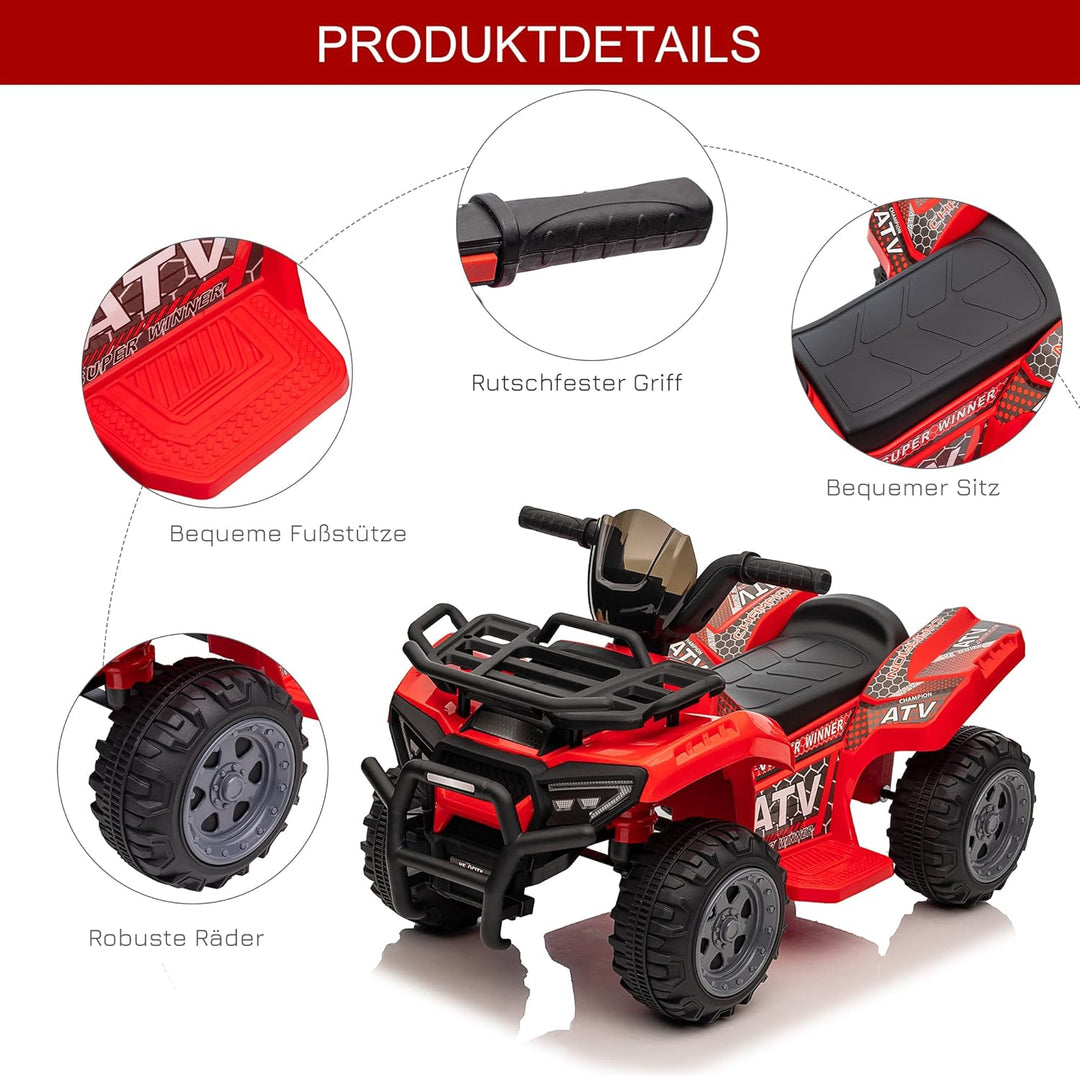 HOMCOM Kinder Quad Elektro 6V Kinderquad mit Vorwärtsfunktion, Musik, Elektro-Quad für Kinder 1,5-3