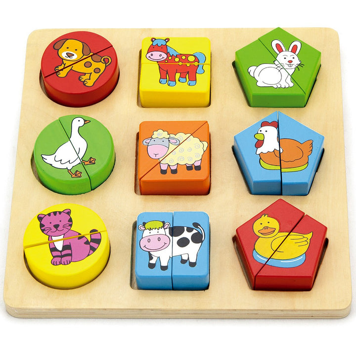 Viga Toys - Holz- Formenpuzzle - Bauernhoftiere