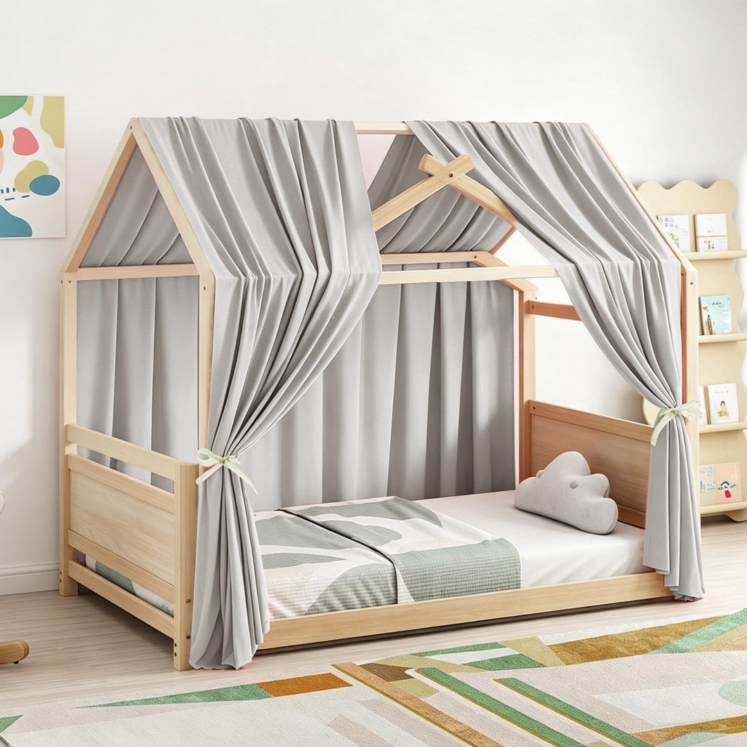 MeYuxg Hausbett Himmel Set, 2 Stück Betthimmel Hausbett Musselin, Kinderbett Baldachin Stoffhimmel f