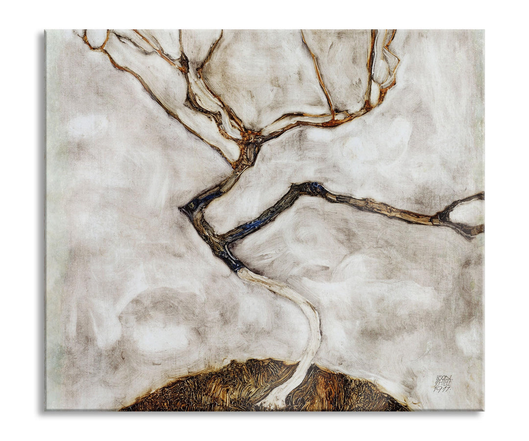 Egon Schiele - Kleiner Baum im Spätherbst Herdabdeckplatte & Spritzschutz aus Echtglas | Für Herd-Ko