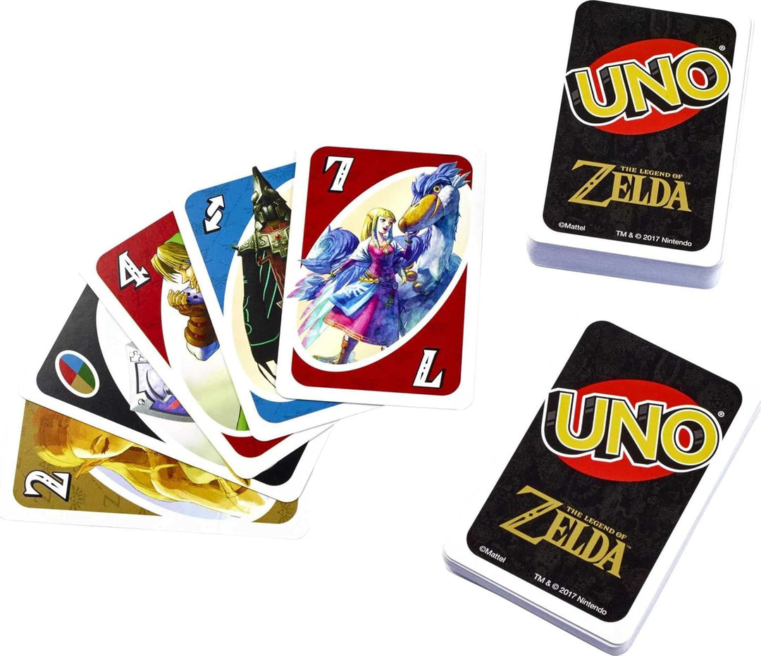 Mattel Games UNO The Legend of Zelda, Kartenspiel für den Familienabend mit Grafiken aus The Legend