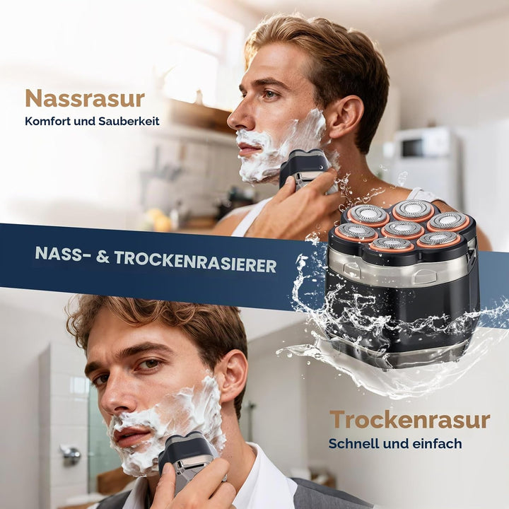 OSDUE Glatzen Rasierer Herren, Wasserdicht Flexibler Glatzenrasierer, Wiederaufladbar Typ-c Rasierer