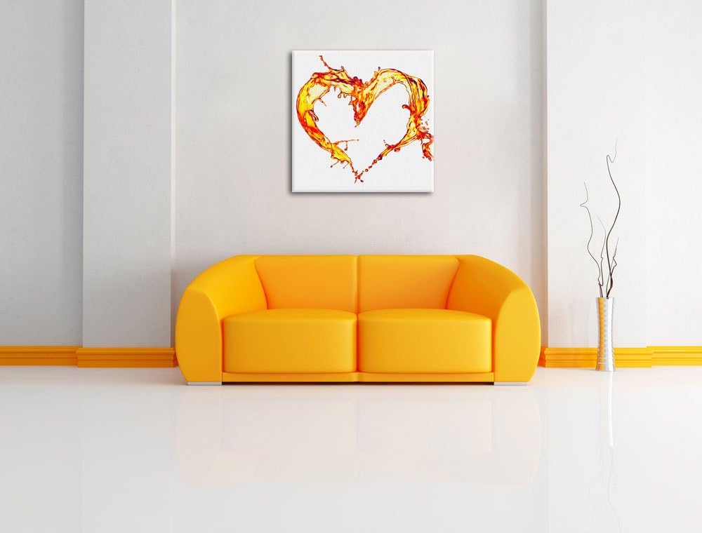 Pixxprint Oranges Herz aus Wasser als Leinwandbild Quadratisch/Grösse: 70x70 / Wandbild/Kunstdruck/f