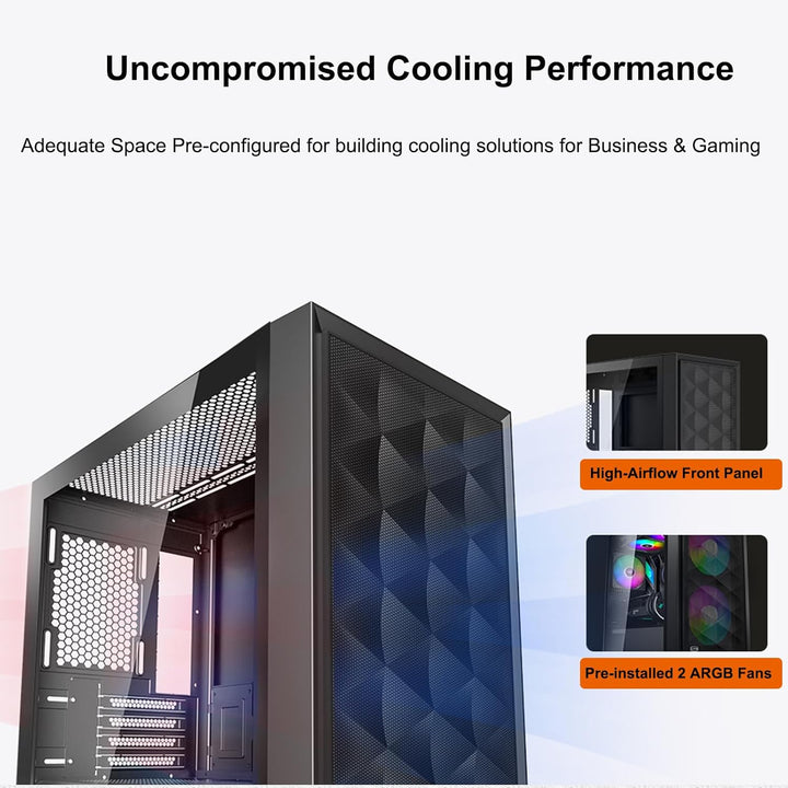PCCOOLER CPS C3D310 M-ATX PC-Gehäuse mit Glasfenster, 2X 120mm ARGB-Lüfter, unterstützt 240/280mm Wa