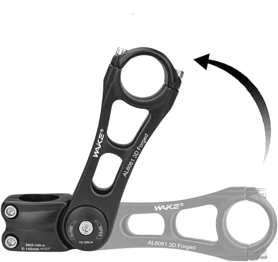 BESNIN Einstellbarer Fahrradstiel 0-90 Grad Universal 25.4mm 31.8mm für Lenker 110mm/145mm Vorbau, E