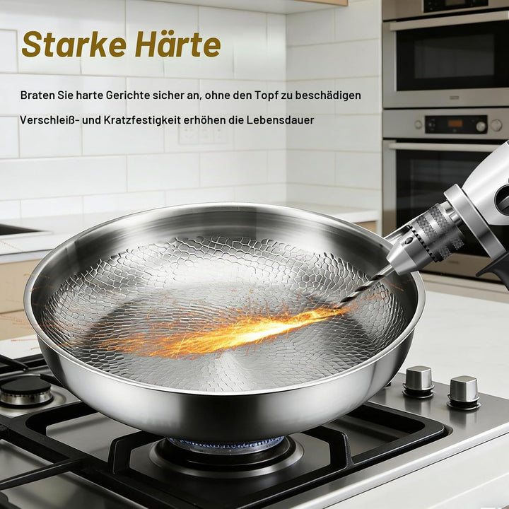 Pfanne aus reinem Titan, Pfannen aus Titan mit gehämmertem Muster zum Kochen, kratzfeste, antihaftbe