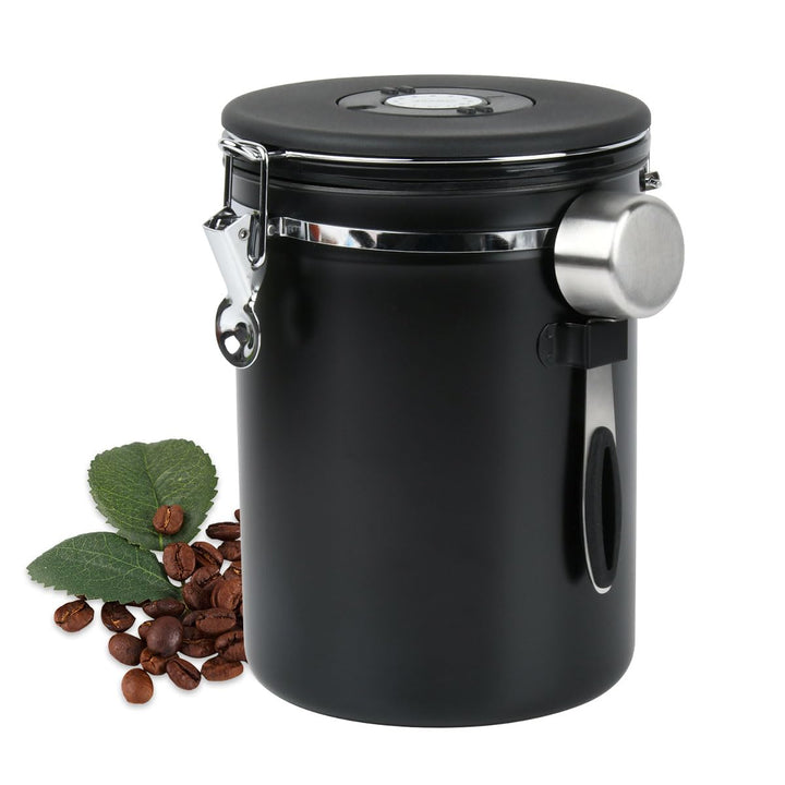 2,8 L Kaffeedose Luftdicht 1kg Bohnen, Vakuum Kaffeedose mit EdelstahllöFfel Und Zeiterfassungsaufbe