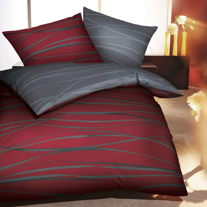 Kaeppel Wendebettwäsche Mako-Satin rubinrot Grösse 155x220 cm (80x80 cm) 155 x 220 cm Rubinrot, 155