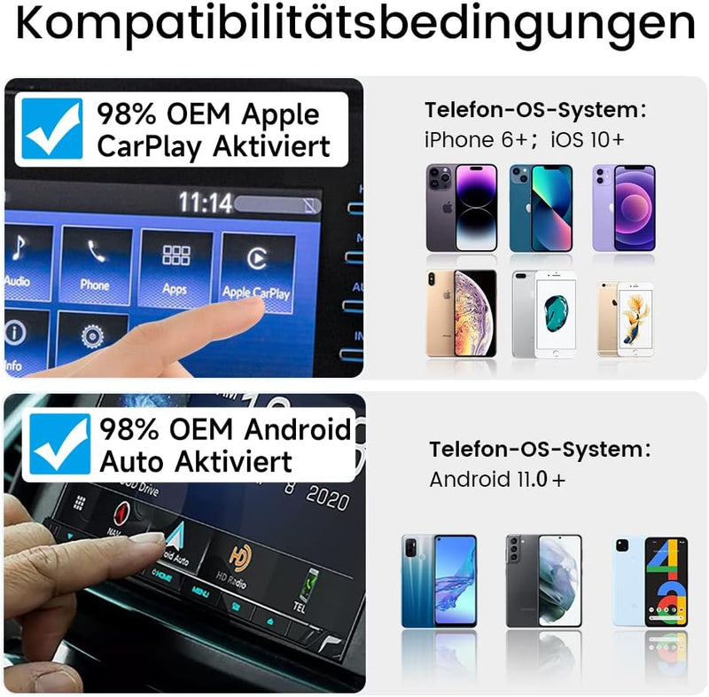 CarlinKit 2024 Neuer Upgrade CarlinKit 5.0 2Air Adapter, bringt drahtloses CarPlay/Android Auto, Plu