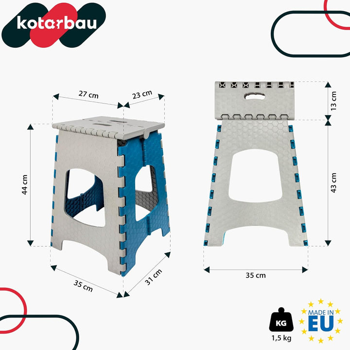 KOTARBAU® Tritthocker klappbar - 44 cm - Klappstuhl - Sitzhocker - Klapphocker - rutschfest & Stands