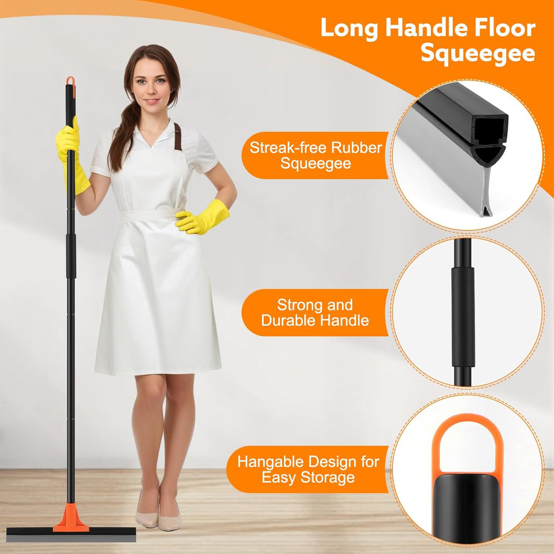 wlich Abzieher Boden, 43cm Breite Wasserschieber Bodenabzieher mit Langem Stiel 154cm Heavy Duty Was