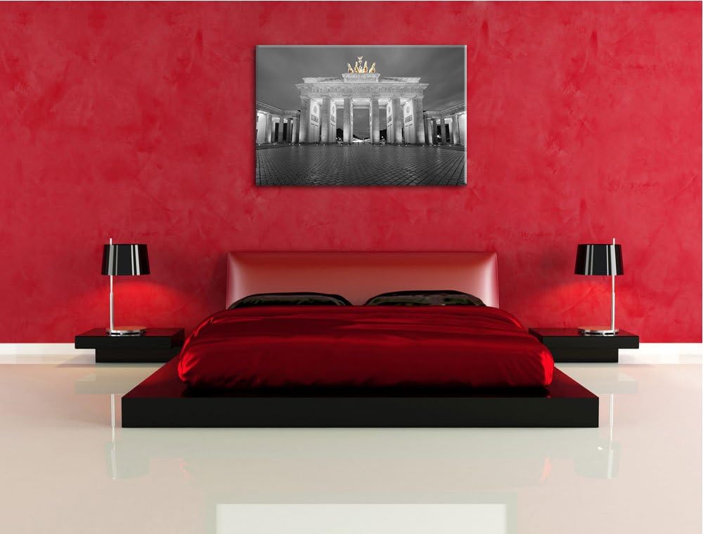 schönes Brandenburger Tor schwarz/weiss Format: 100x70 auf Leinwand, XXL riesige Bilder fertig gerah