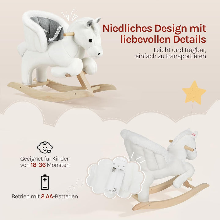 WOLTU Schaukelpferd Schaukeltier Baby Spielzeug mit Tiergeräuschen und Haltegriffen für 18-36 Monate