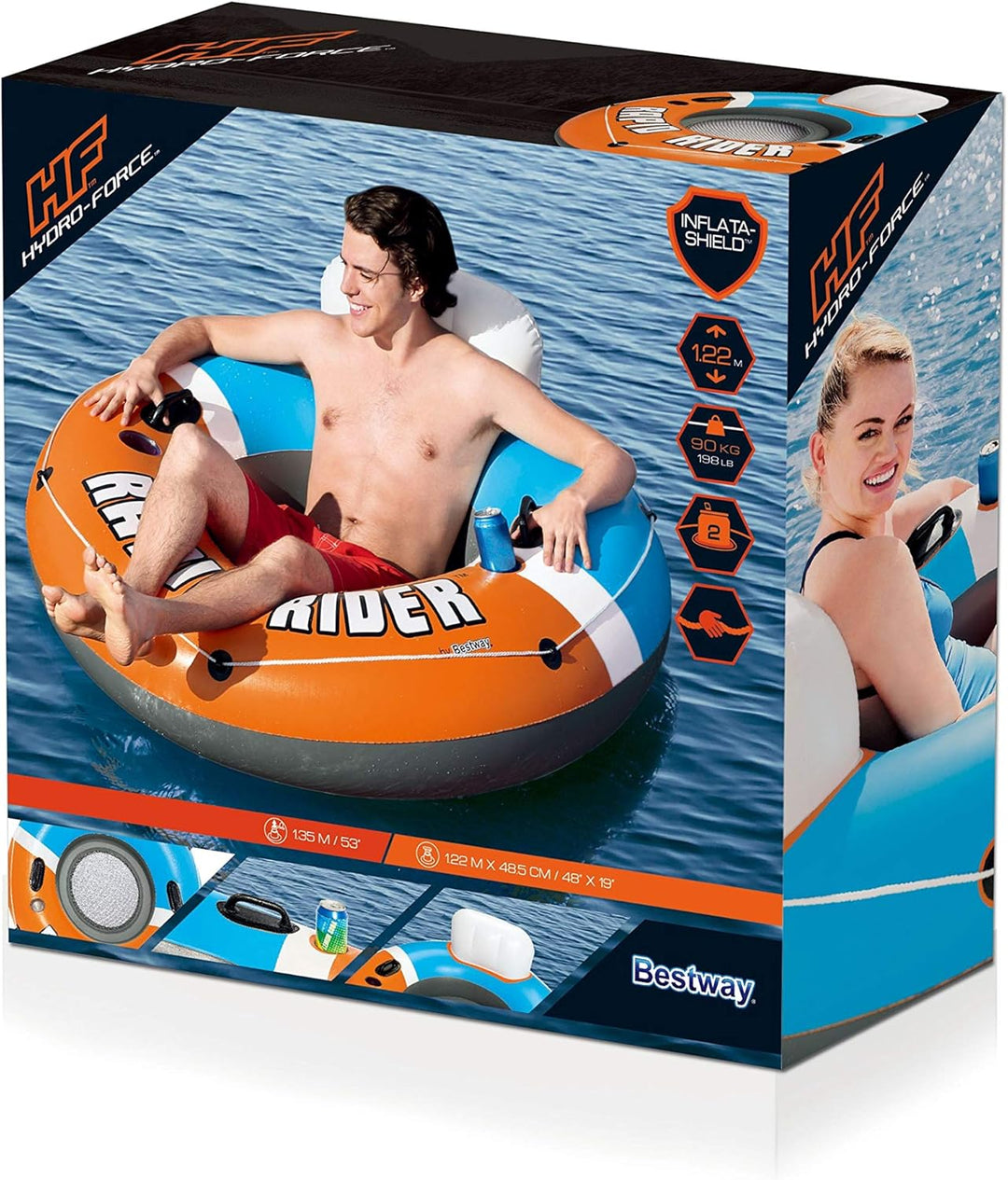 BESTWAY Coolerz Rapid Rider Tube 135 cm, Schwimmringsessel