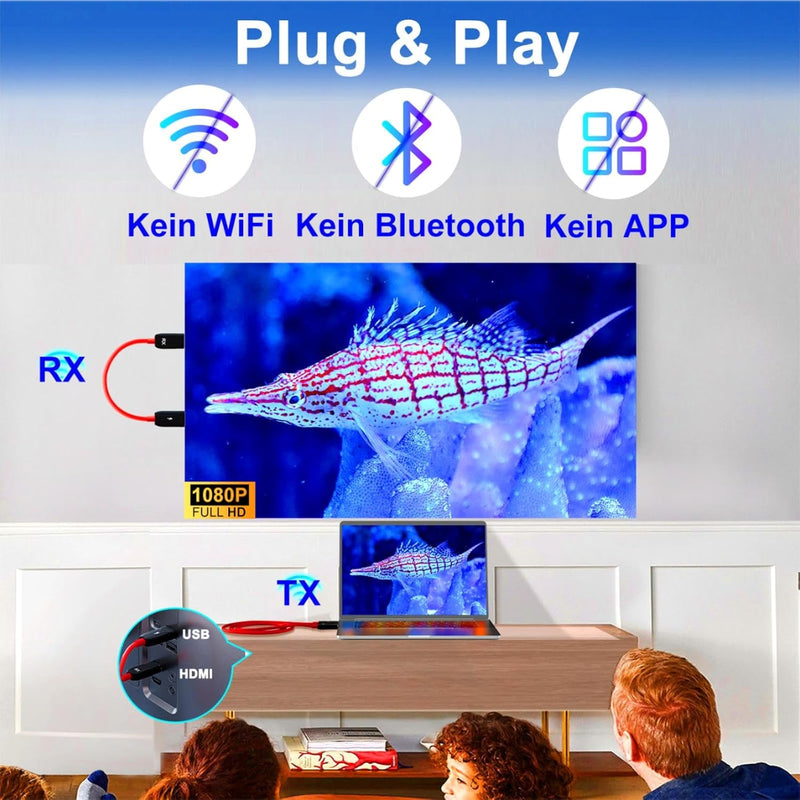 LXJADAP Wireless HDMI Transmitter and Receiver,1080P HD Funk HDMI Funkübertragung für Streaming Vide