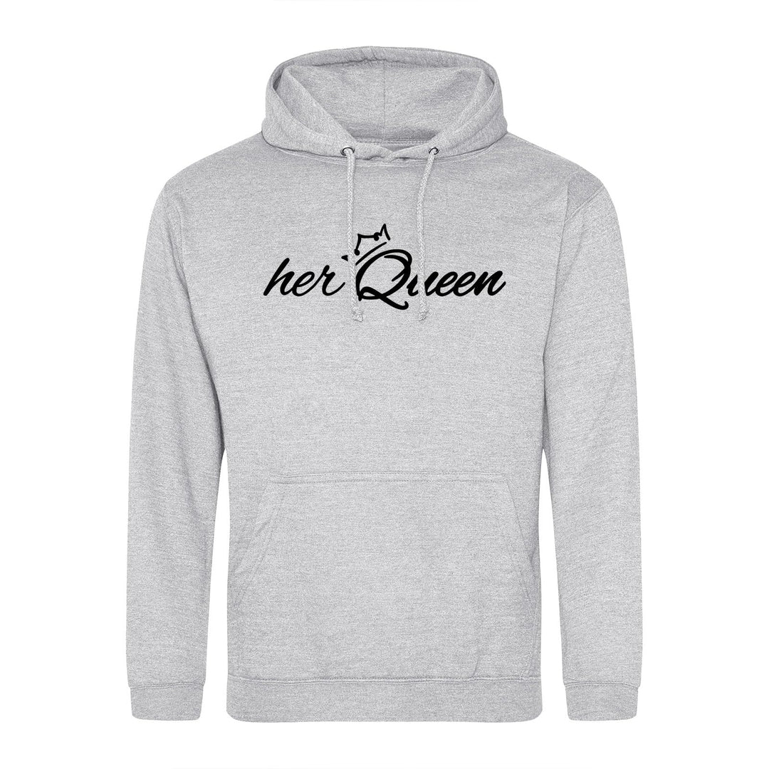 huuraa Unisex Hoodie her Queen Krone Pullover Vegan Grösse XXL Heather Grey mit Motiv Hochzeits Gesc