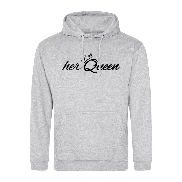 huuraa Unisex Hoodie her Queen Krone Pullover Vegan Grösse XXL Heather Grey mit Motiv Hochzeits Gesc