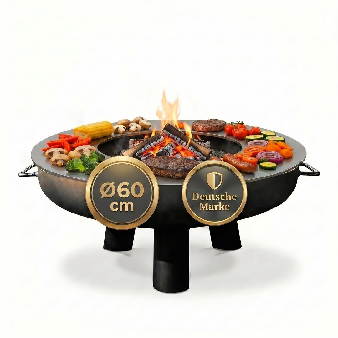 Feuerplatte Plancha Feuerring aus Edelstahl 4mm, Grillplatte passend für Feuertonne 60 cm (Lieferung