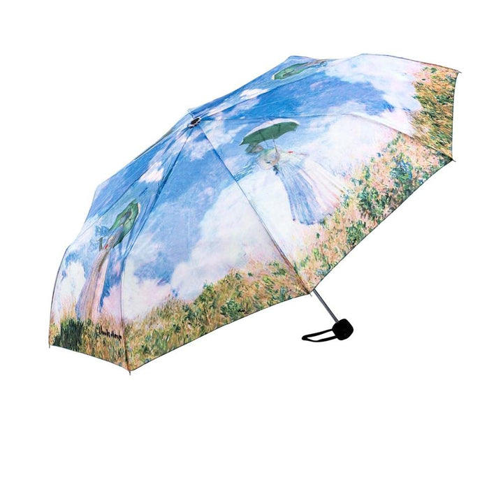 LUCKYWEATHER Regenschirm Taschenschirm Mini Damen Motiv Monet Frau mit Sonnenschirm I Taschenschirme