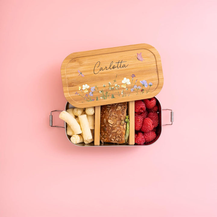 Bärenfreunde - Personalisierte Brotdose für Kinder mit Spezial-Druck - Robuste Edelstahl Brotdose -