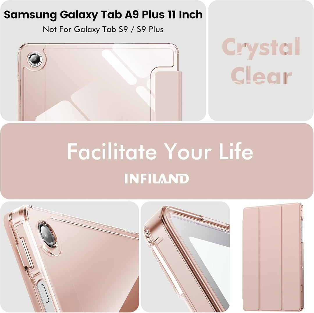 INFILAND Hülle für Samsung Galaxy Tab A11+/A9+11 Zoll (2023/2025),Schlanke Standfunktion Kristallkla