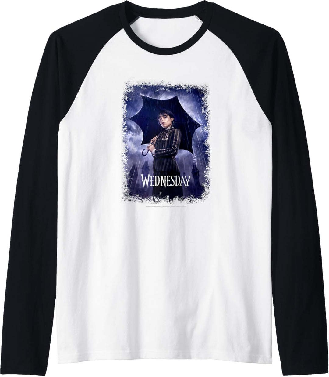 Wednesday Black Umbrella Under The Rain Real Photo Portrait Raglan
