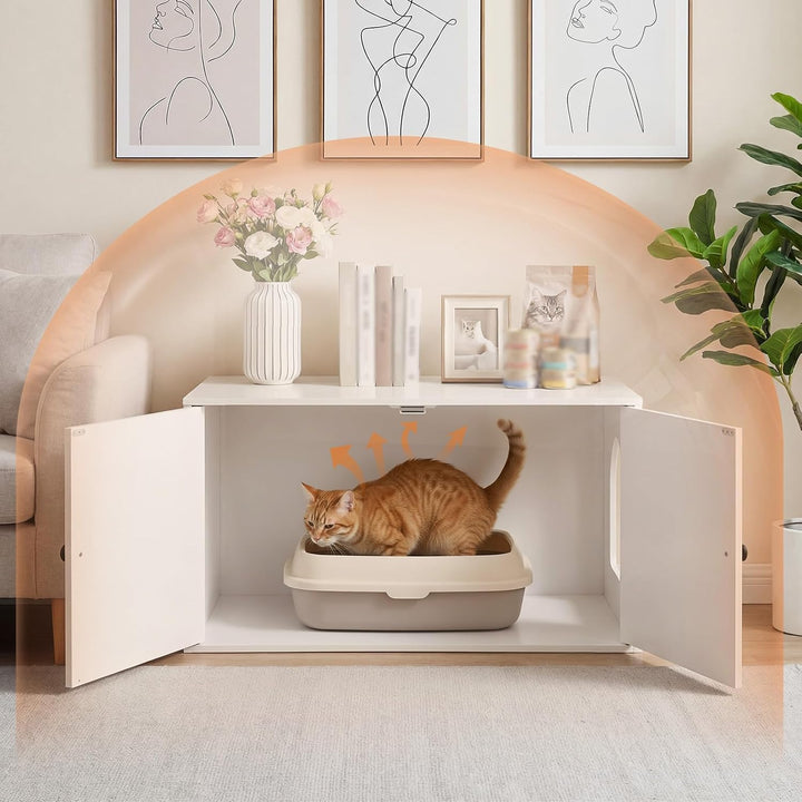 HOOBRO Katzenklo Schrank aus Spanplatte, Katzentoilette Schrank, versteckter Katzenkloschrank mit Se
