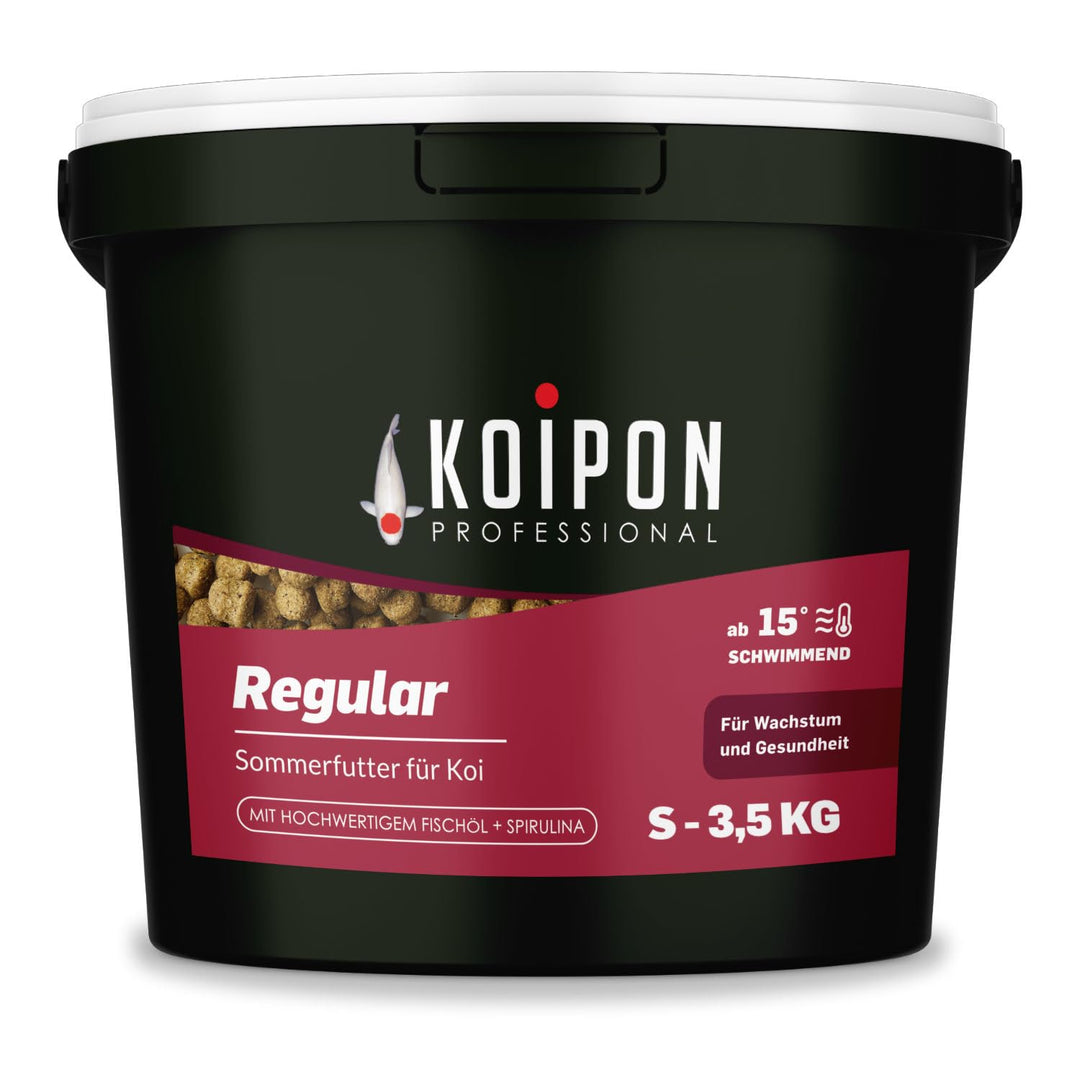KOIPON Regular 3,5 kg Koifutter Sommer, schwimmend, 6% Spirulina, Teichfutter 3 mm Pellets, Koifutte