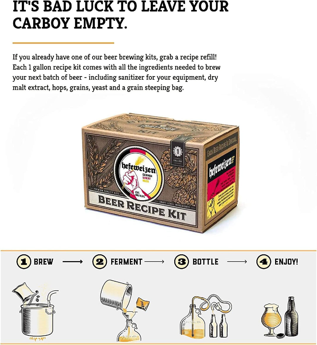 Craft A Brew Hefeweizen-Refill-Rezept-Kit; 1 Gallone; Zutaten für selbstgebrautes Bier, Hefeweizen