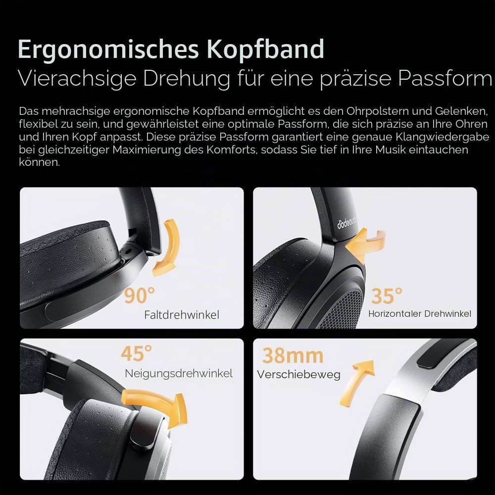 FiiO JT7 Over-Ear-Kopfhörer, planar, magnetisch, 95 x 86 mm, Planar-Treiber, 3 µm ultradünne Membran