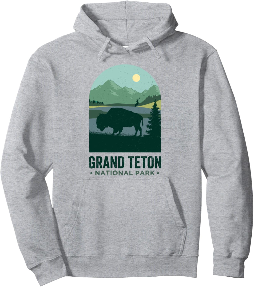 Grand Tetons T-Shirt, Bison Buffalo Grand Teton National Park Pullover Hoodie