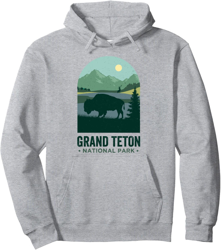 Grand Tetons T-Shirt, Bison Buffalo Grand Teton National Park Pullover Hoodie