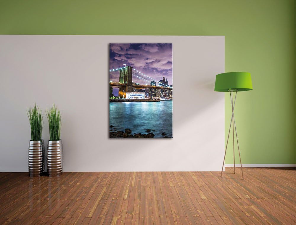 Skyline New York, Format: 100x70 auf Leinwand, XXL riesige Bilder fertig gerahmt mit Keilrahmen, Kun