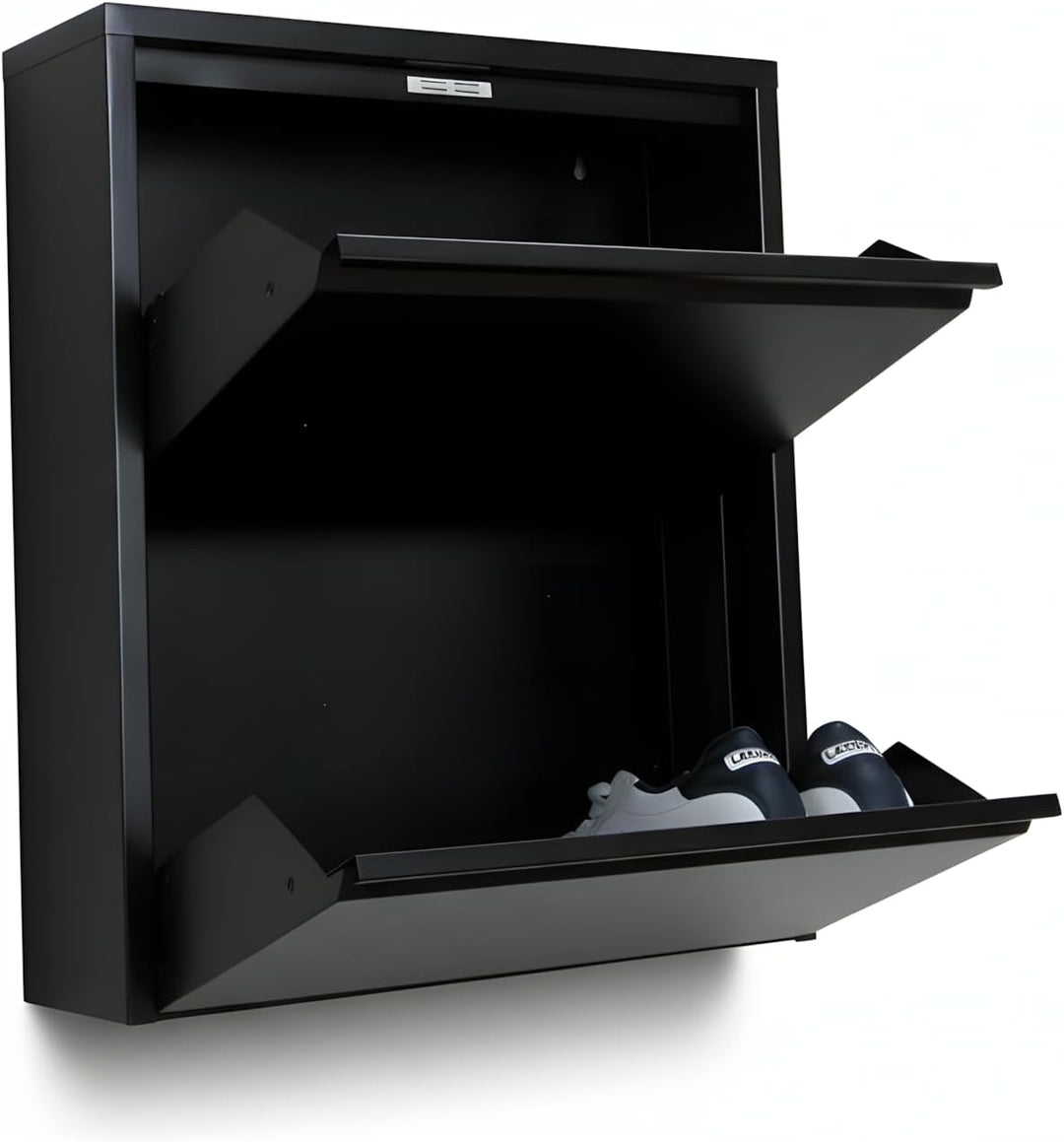 Dynamic24 XL Pisa 6 Klappen schwarz – Schuhschrank – B101 x H106 x T16 cm – Metall pulverlackiert –