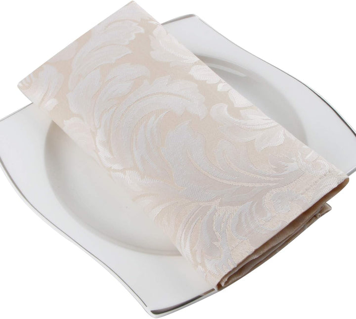 EHouseHome Damast-Servietten, Jacquard, wasserdicht, auslaufsicher, Polyester, Beige, 12 Stück, 43,2